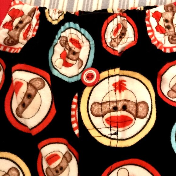 Handmade Christmas Sock Monkey Flannel PJ Pants Size - Gender Neutral - Picture 2 of 7